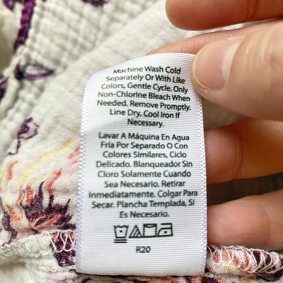 Terra & Sky White with Purple and Orange Floral Peasant Style Top - Picture 9 of 9